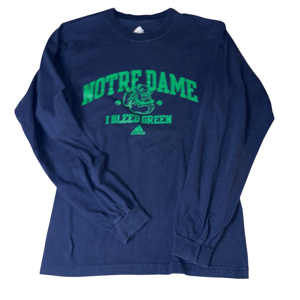 Adidas Notre Dame Fighting Irish I Bleed Green Long Sleeve tee Men's Size Small